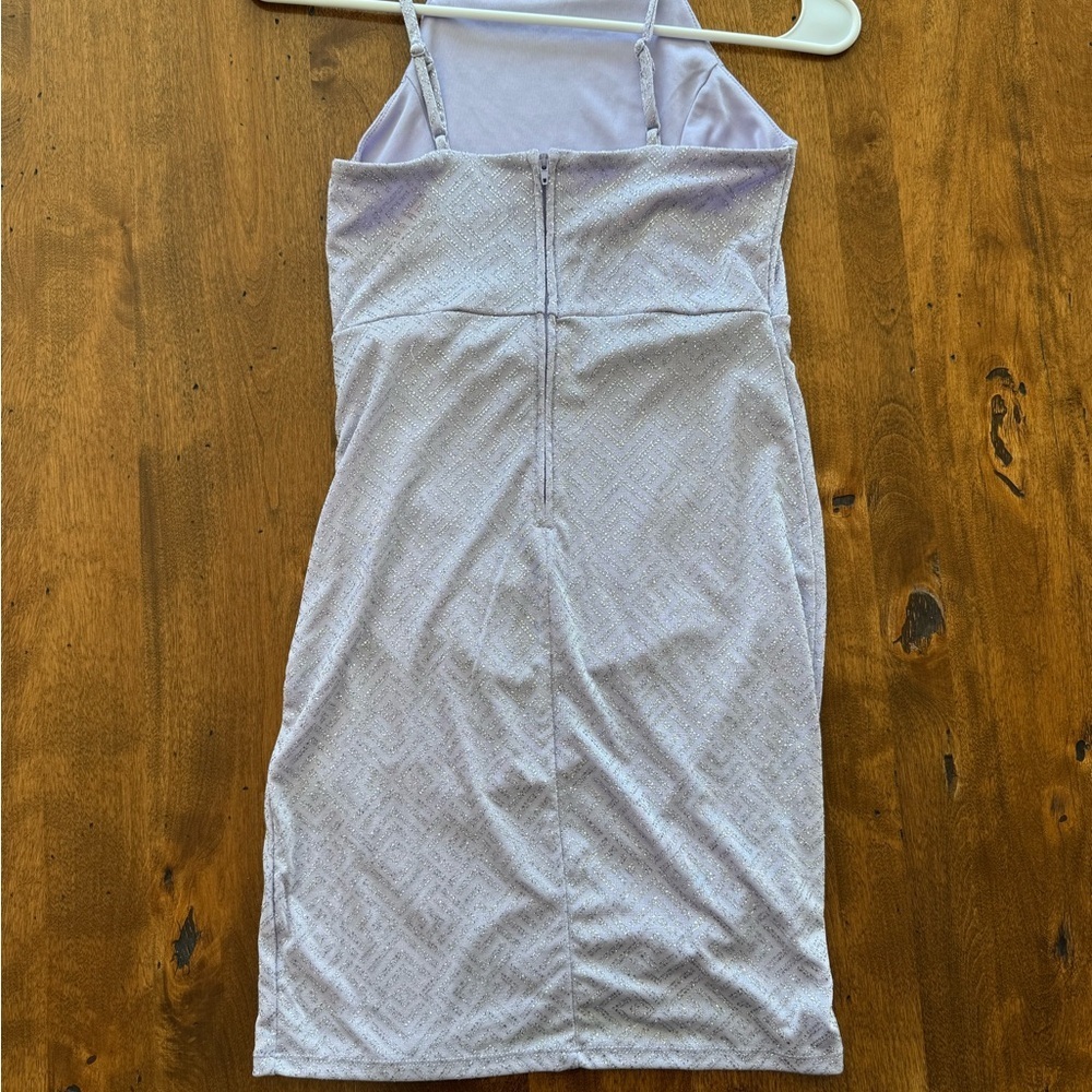 LOVE, NICKIE LEW Girls Size 10 Tulip Front Shimmer Dress Lilac - Picture 5 of 8